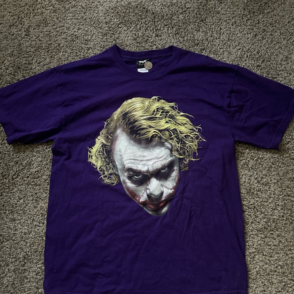Vintage Men’s Batman The Dark Knight Jocker’s Face Heath Ledger Purple T-Shirt L
